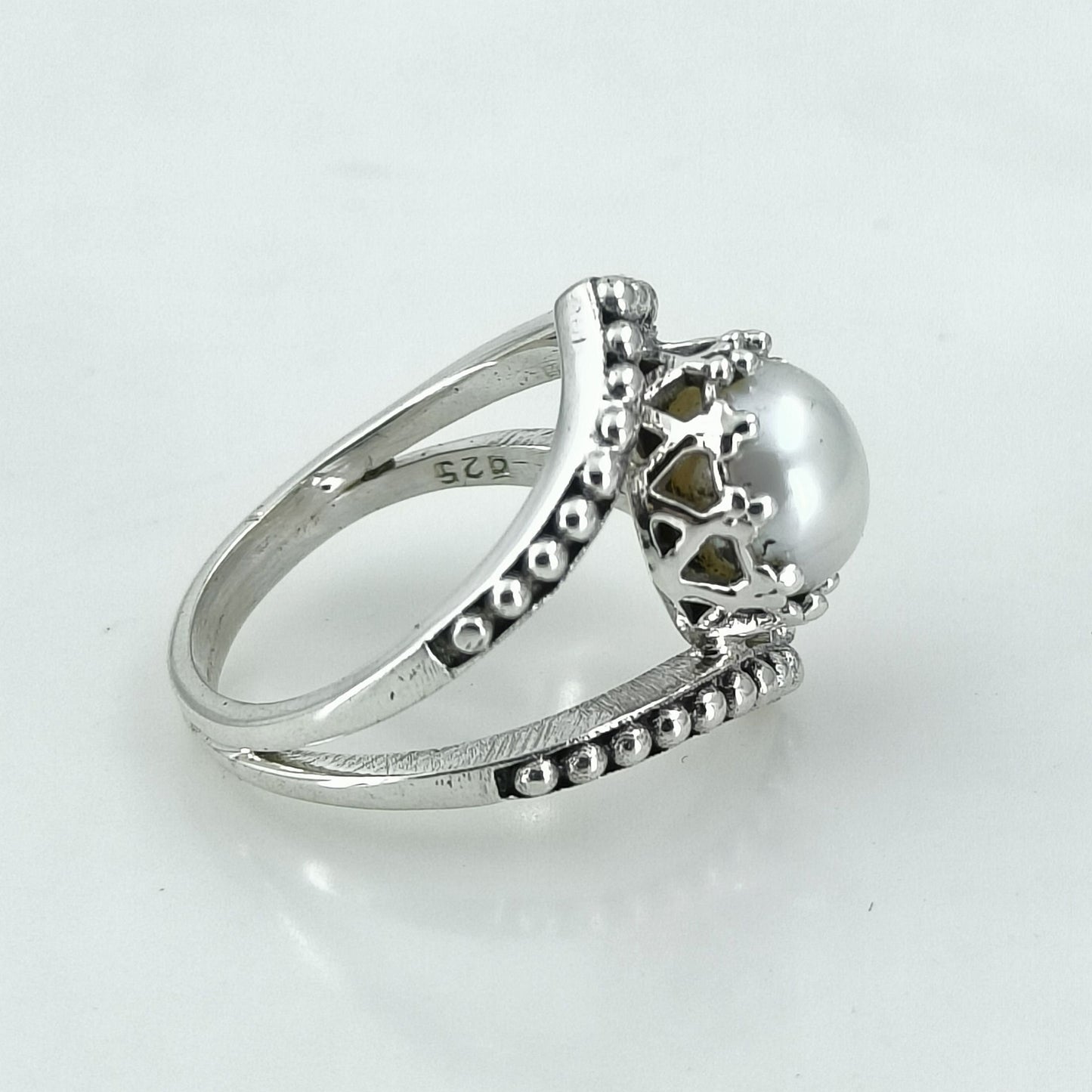 Pearl Ring, 925 Sterling Silver Statement Promise Ring for Women, Freshwater Pearl Handmade Boho Jewelry, June Birthstone Ring, Gift for her