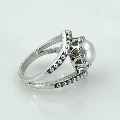 Pearl Ring, 925 Sterling Silver Statement Promise Ring for Women, Freshwater Pearl Handmade Boho Jewelry, June Birthstone Ring, Gift for her