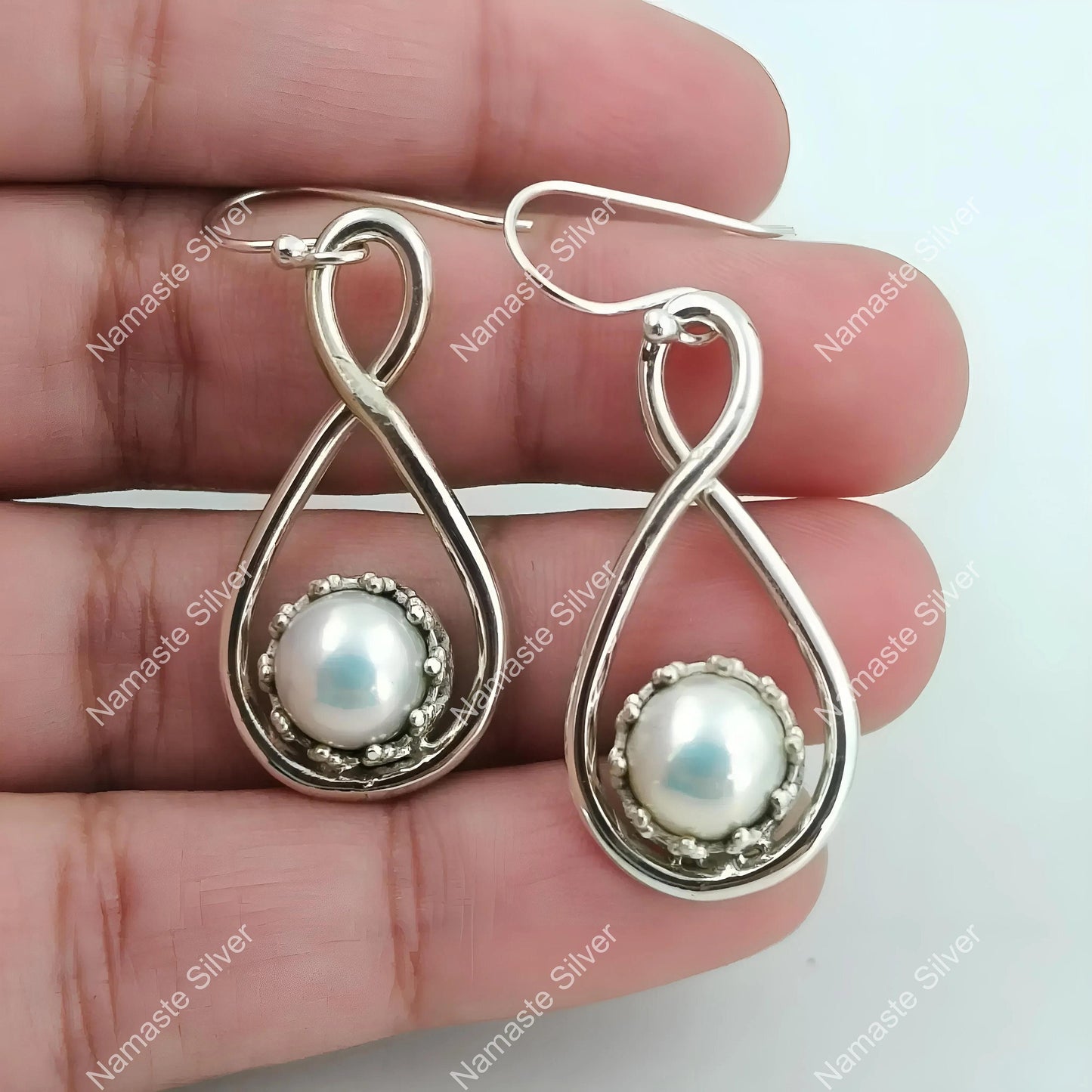 Pearl Earrings, 925 Sterling Silver Dangle Drop Earrings, Freshwater Pearl Handmade Jewelry, June Birthstone, Unique Christmas Gift for her