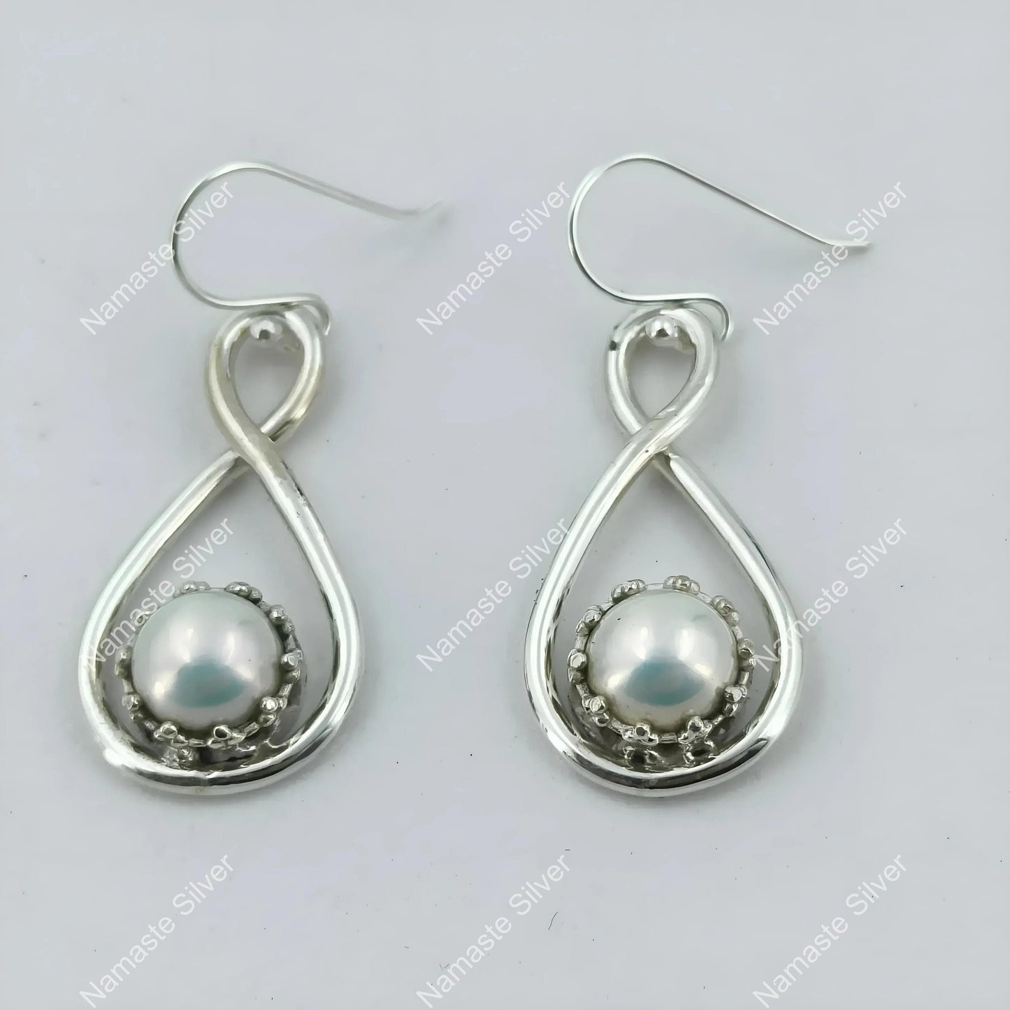 Pearl Earrings, 925 Sterling Silver Dangle Drop Earrings, Freshwater Pearl Handmade Jewelry, June Birthstone, Unique Christmas Gift for her