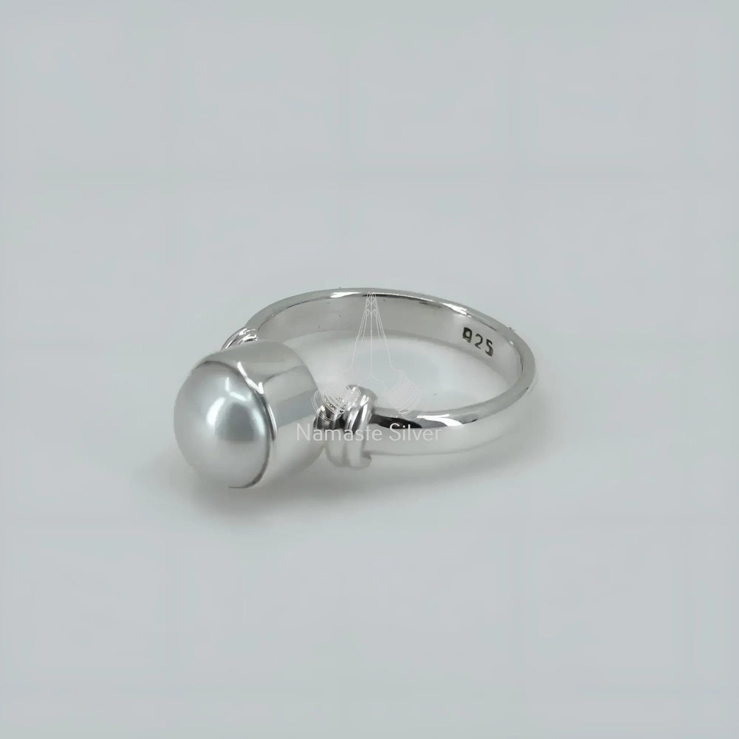 Pearl Ring, 925 Sterling Silver Handmade Dainty Promise Ring, White Freshwater Pearl Boho Jewelry, June Birthstone, Gift for her Birthday