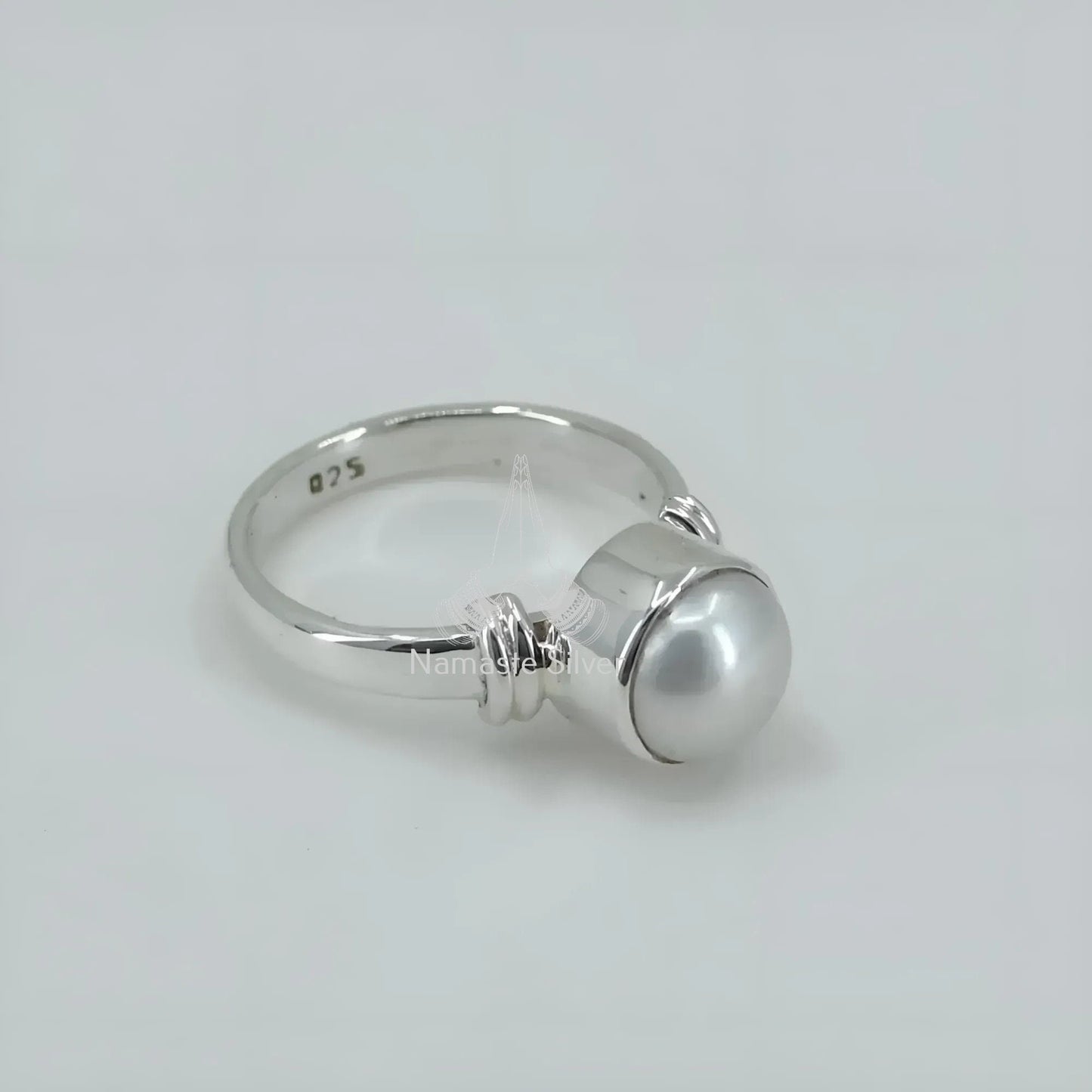 Pearl Ring, 925 Sterling Silver Handmade Dainty Promise Ring, White Freshwater Pearl Boho Jewelry, June Birthstone, Gift for her Birthday
