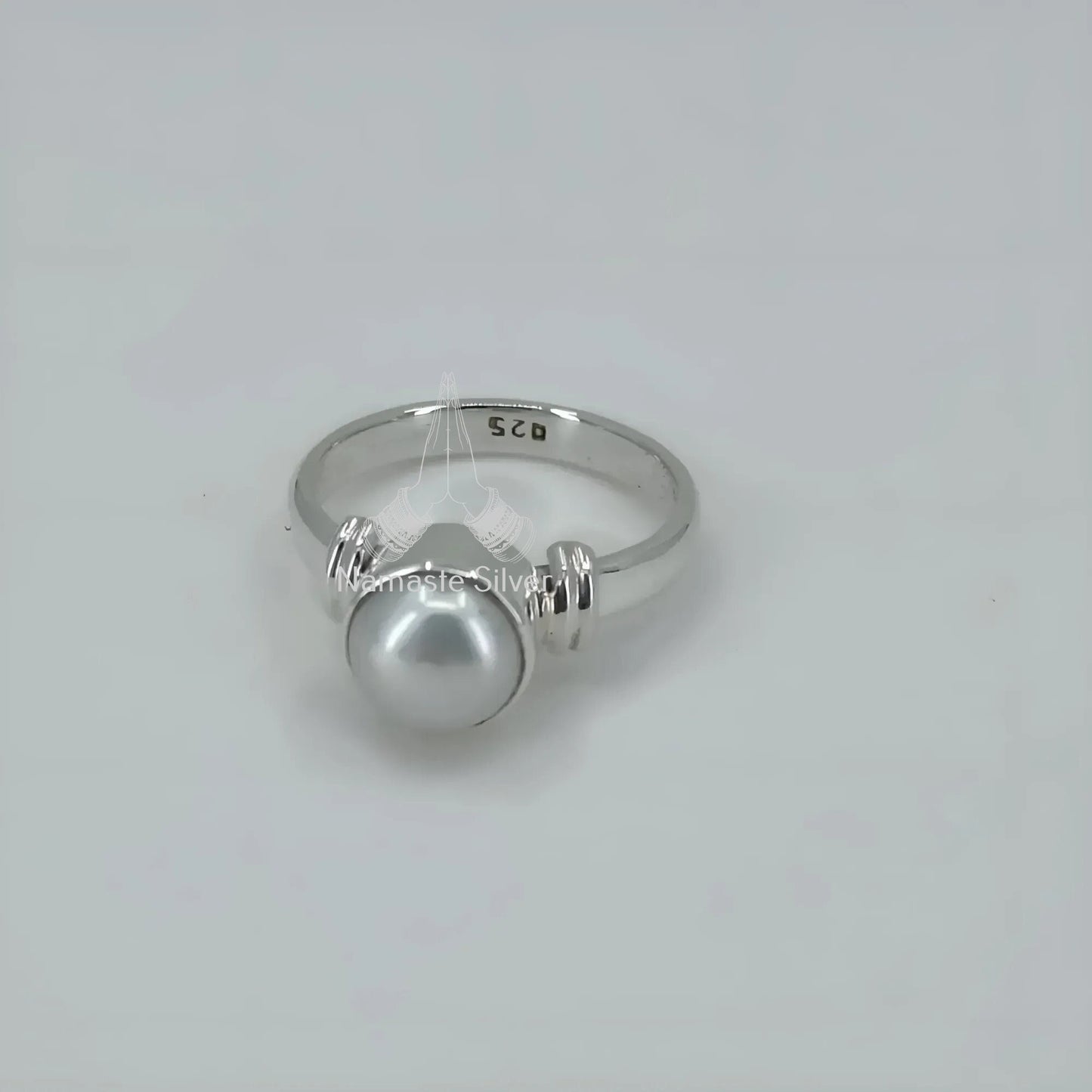 Pearl Ring, 925 Sterling Silver Handmade Dainty Promise Ring, White Freshwater Pearl Boho Jewelry, June Birthstone, Gift for her Birthday