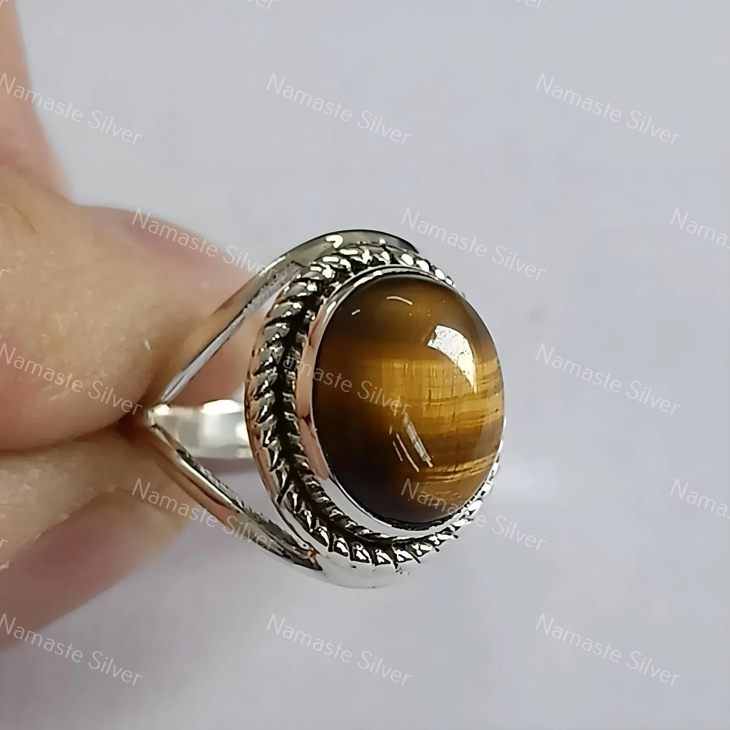 Tigers Eye Ring, 925 Sterling Silver Statement Promise Ring, Natural Tiger's Eye Oval Handmade Boho Jewelry, Unique Birthstone Gift for her