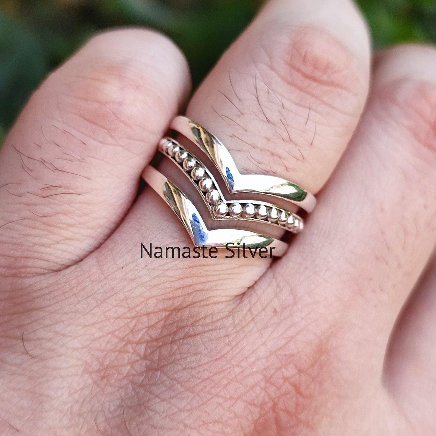 Triple Layer Stacking Ring, 925 Sterling Silver Handmade Statement Promise Ring, Trinity Plain Silver Ring Band, Unique Design Jewelry