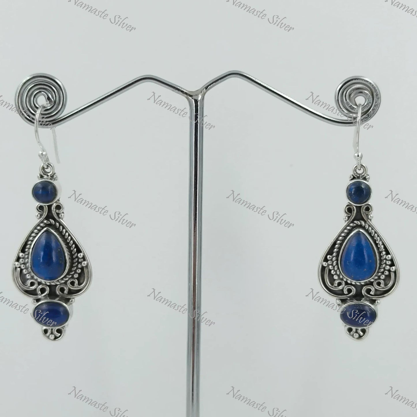 Lapis Lazuli Earrings, 925 Sterling Silver Dangle Drop Earrings, Natural Lapis Lazuli Gemstone Handmade Boho Jewelry, Elegant Gift for her