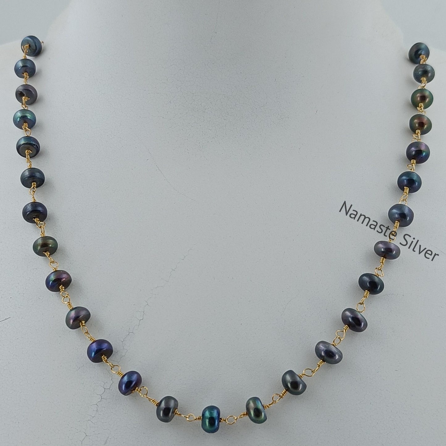 Black Pearl Necklace, Gold Filled 925 Sterling Silver Necklace for Women, Freshwater Peacock Black Pearl Handmade Jewelry, Gift for Her