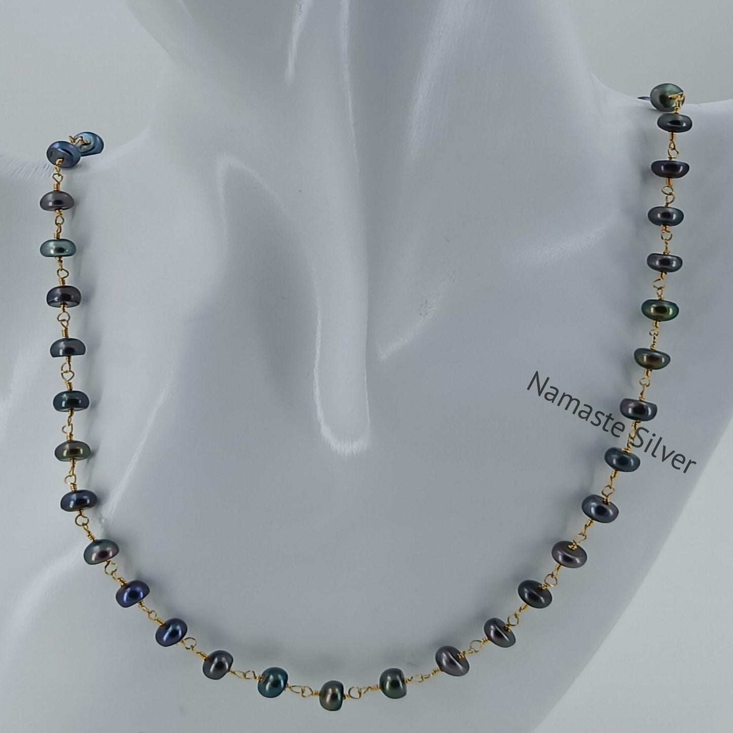 Black Pearl Necklace, Gold Filled 925 Sterling Silver Necklace for Women, Freshwater Peacock Black Pearl Handmade Jewelry, Gift for Her