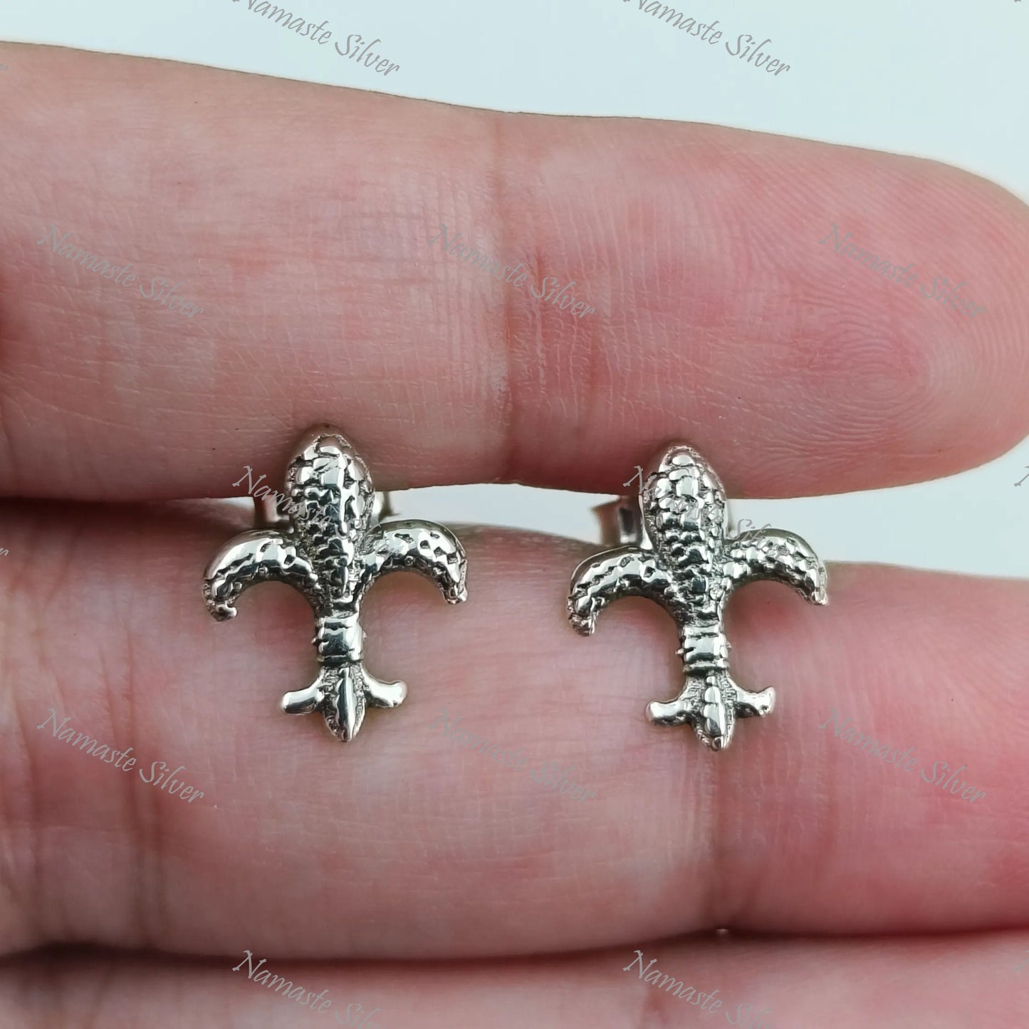 Fleur De Lis Earrings, 925 Sterling Silver Minimalist Studs, Dainty Royal Lily Flower Earrings, Tiny Silver Fleur De Lis Posts, Gift For Her