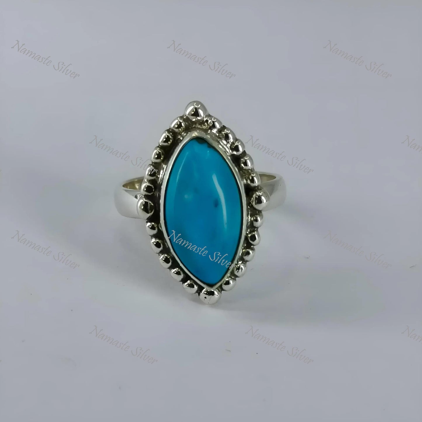 Natural Turquoise Ring, 925 Sterling Silver Statement Promise Ring for Women, Turquoise Marquise Gemstone Jewelry, Christmas Gift For Her