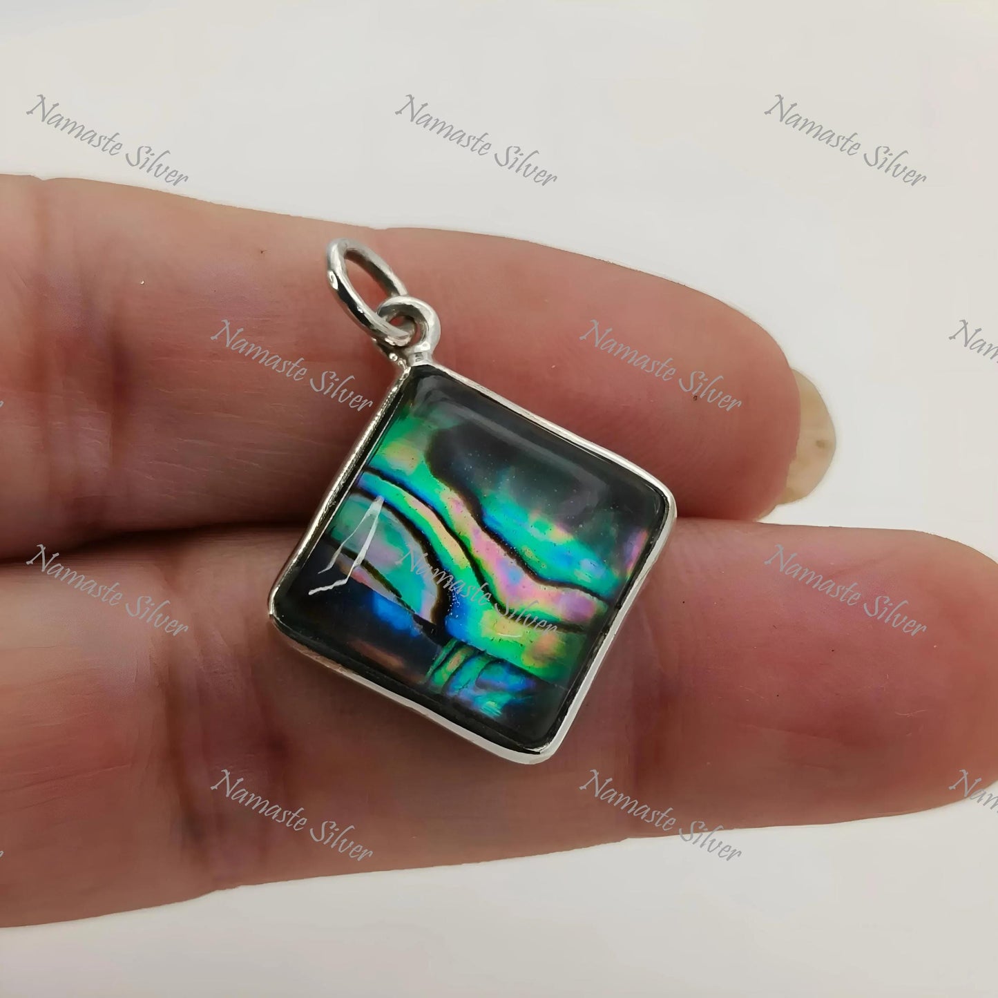 Abalone Shell Pendant, 925 Sterling Silver Pendant, Natural Abalone Shell Doublet Cushion Handmade Jewelry, Paua Shell Pendant, Gift for her