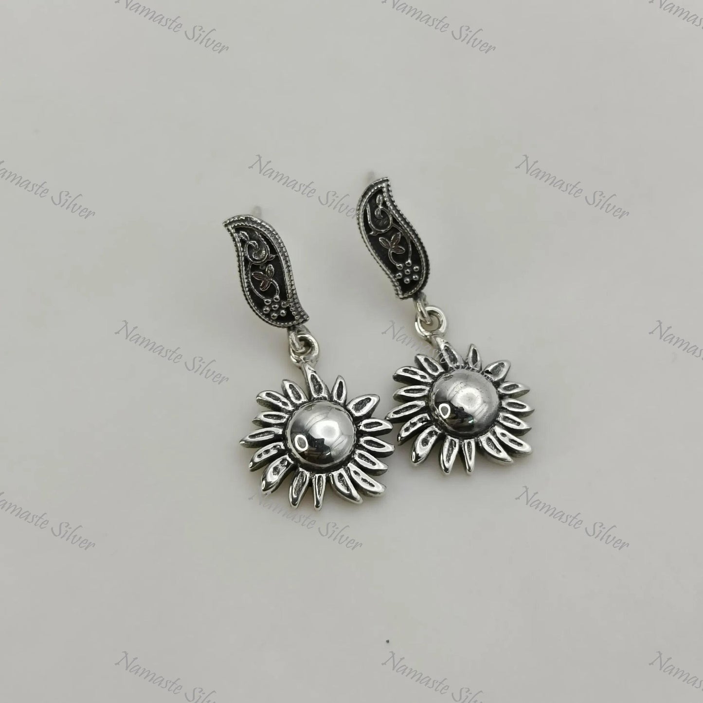 Sun Earrings, 925 Sterling Silver Dangle Celestial Earrings, Sun Burst Earrings, Handmade Boho Celestial Sun Jewelry, Unique Gift For Her