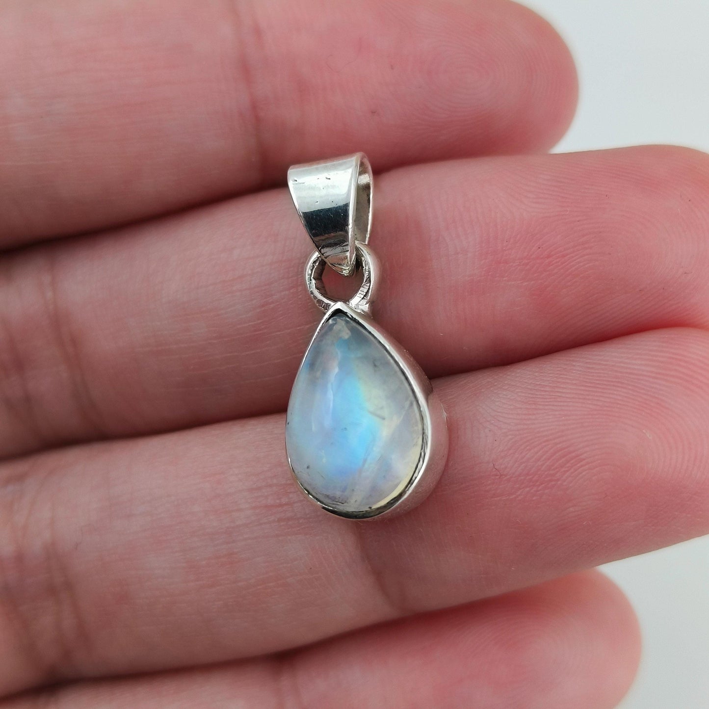 Moonstone Pendant, 925 Sterling Silver Locket, Natural Rainbow Moonstone Pear Shape Gemstone Handmade Jewelry, June Birthstone, Gift for Her