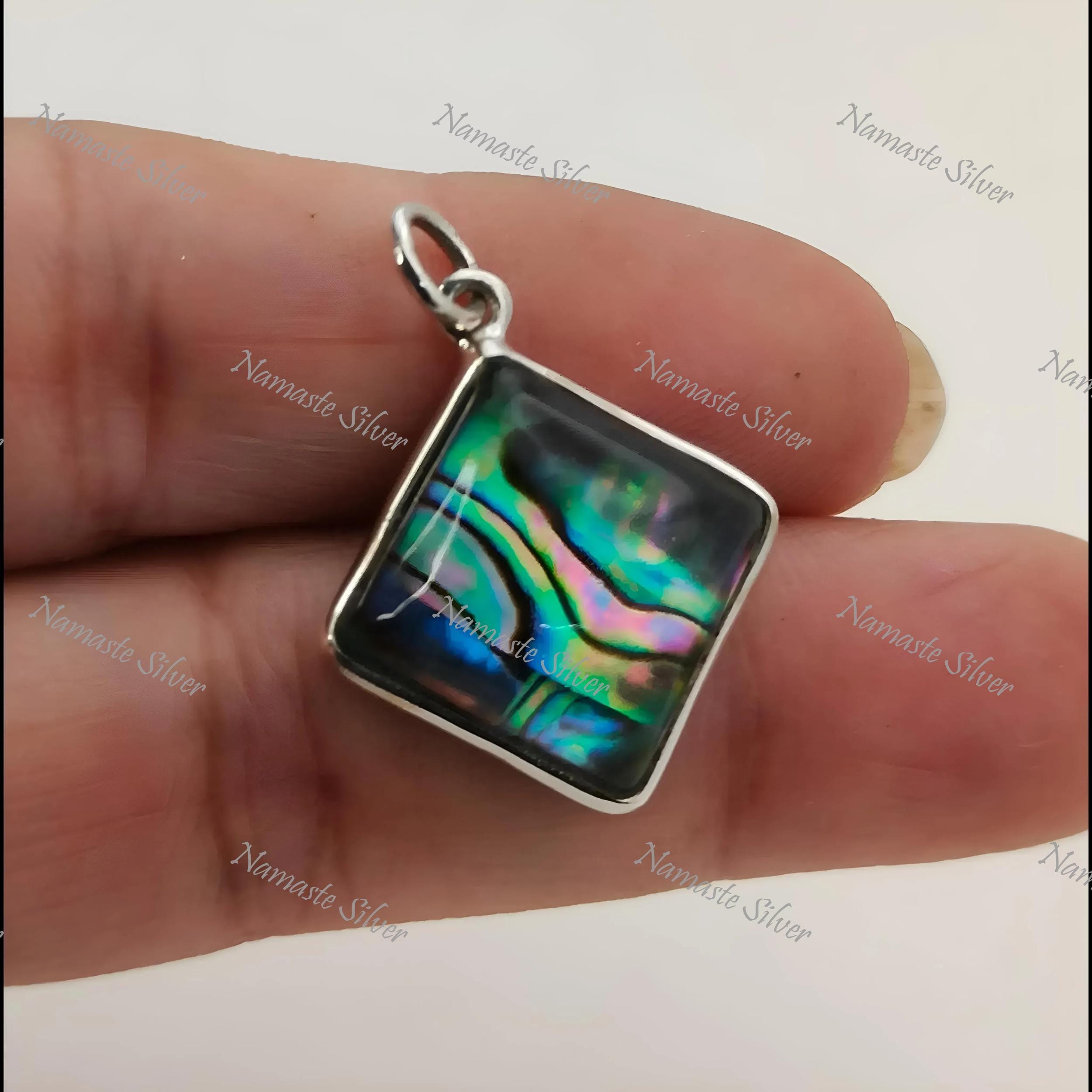 Abalone Shell Pendant, 925 Sterling Silver Pendant, Natural Abalone Shell Doublet Cushion Handmade Jewelry, Paua Shell Pendant, Gift for her