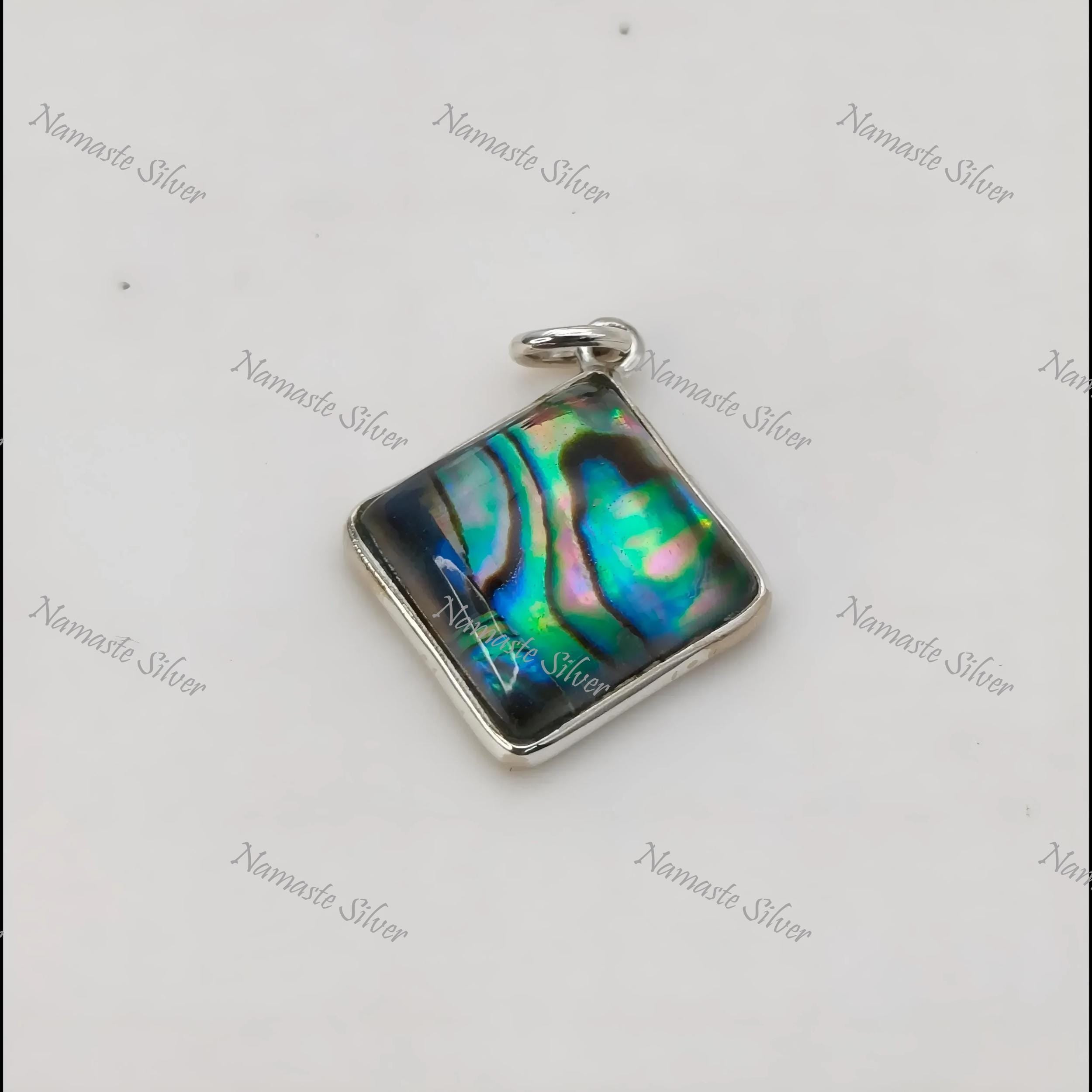 Abalone Shell Pendant, 925 Sterling Silver Pendant, Natural Abalone Shell Doublet Cushion Handmade Jewelry, Paua Shell Pendant, Gift for her