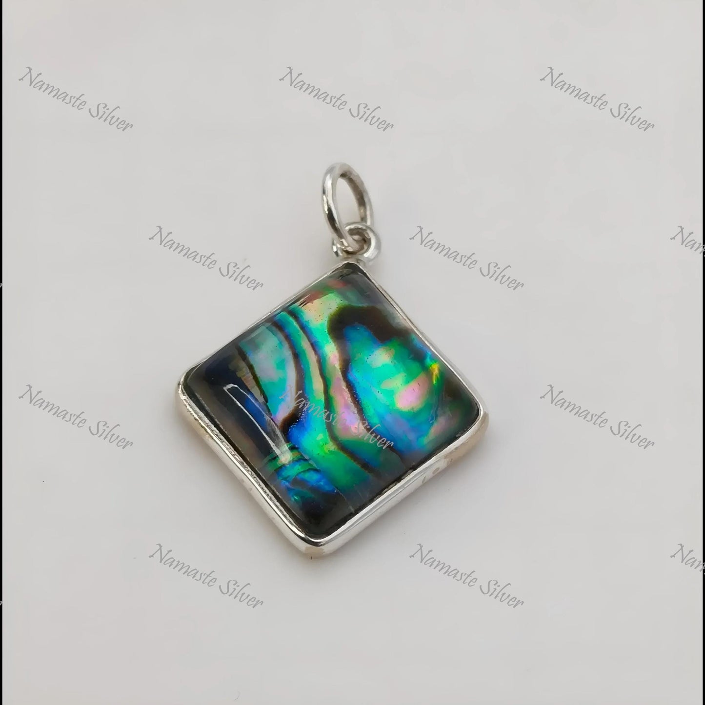 Abalone Shell Pendant, 925 Sterling Silver Pendant, Natural Abalone Shell Doublet Cushion Handmade Jewelry, Paua Shell Pendant, Gift for her