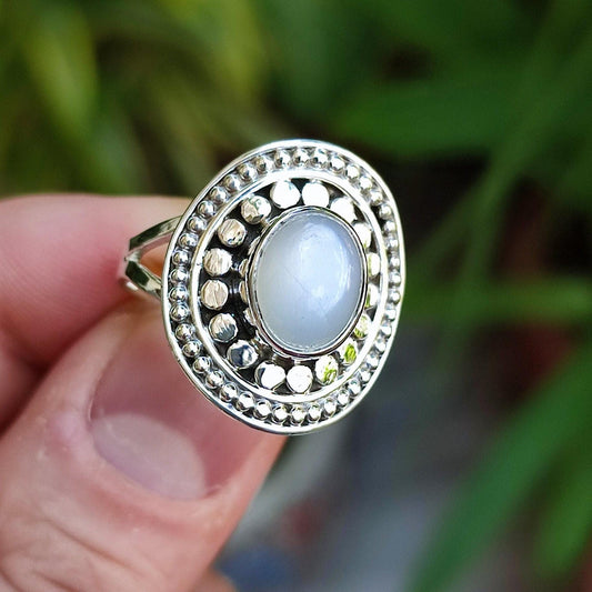 Moonstone Ring, 925 Sterling Silver Promise Ring, Natural Moonstone Oval Gemstone Handmade Boho Jewelry, June Birthstone, Gift for her