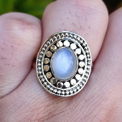 Moonstone Ring, 925 Sterling Silver Promise Ring, Natural Moonstone Oval Gemstone Handmade Boho Jewelry, June Birthstone, Gift for her