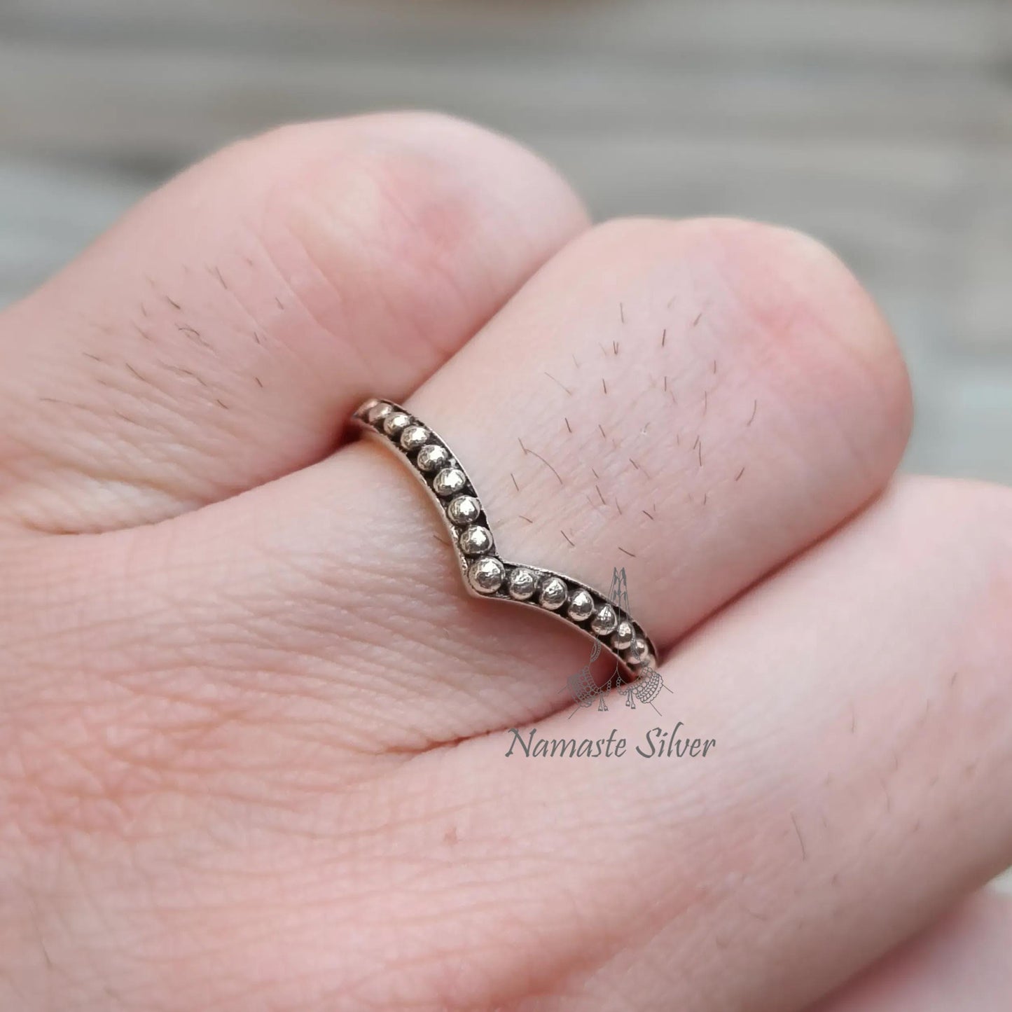 Beaded Ring, 925 Sterling Silver Dainty Ring Band for Women, Cute Minimalist Design Promise Ring, Handmade Boho Jewelry, Unique Gift for Her