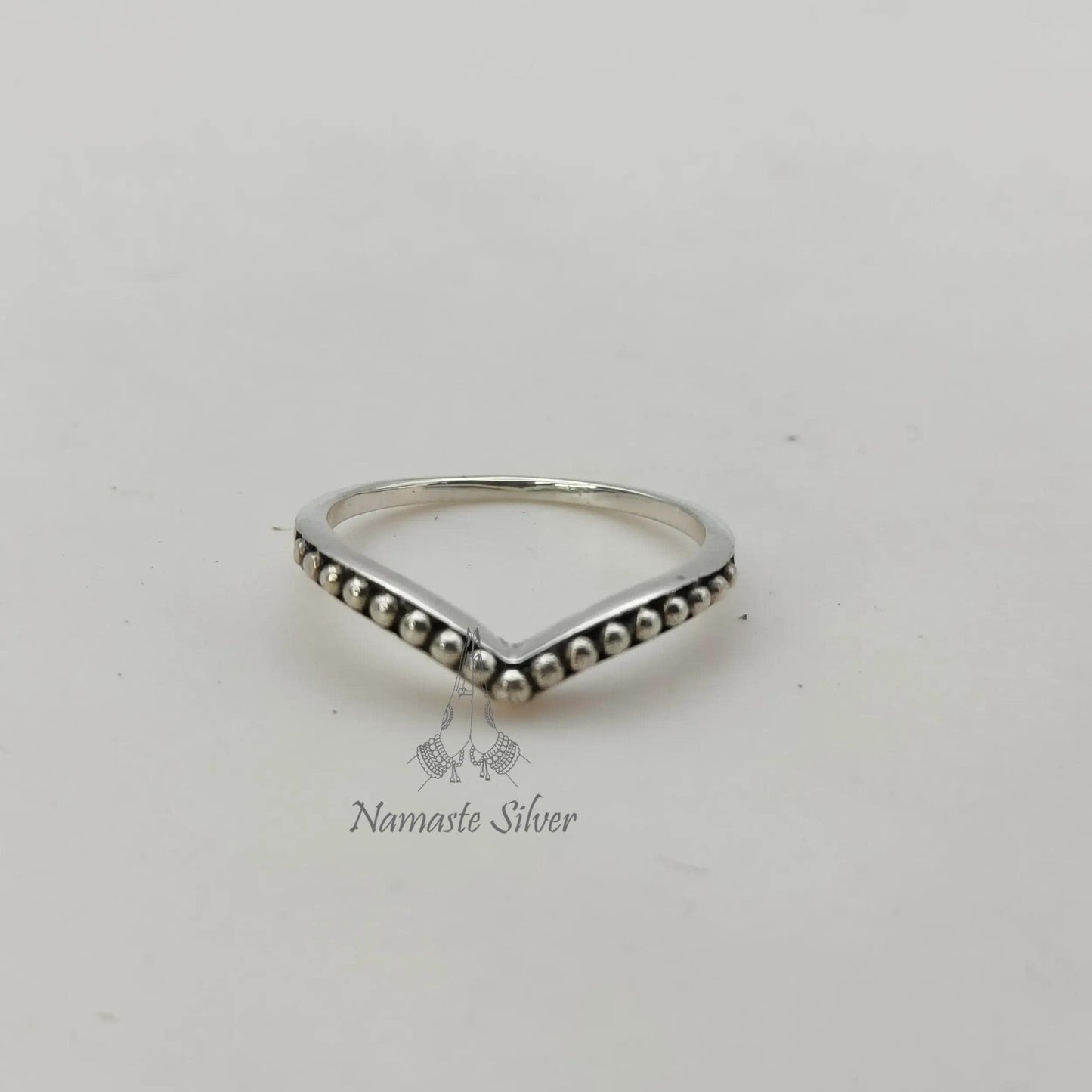 Beaded Ring, 925 Sterling Silver Dainty Ring Band for Women, Cute Minimalist Design Promise Ring, Handmade Boho Jewelry, Unique Gift for Her