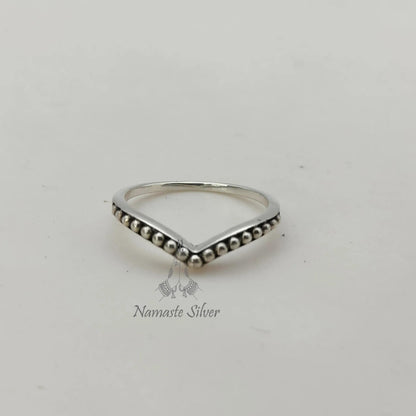Beaded Ring, 925 Sterling Silver Dainty Ring Band for Women, Cute Minimalist Design Promise Ring, Handmade Boho Jewelry, Unique Gift for Her