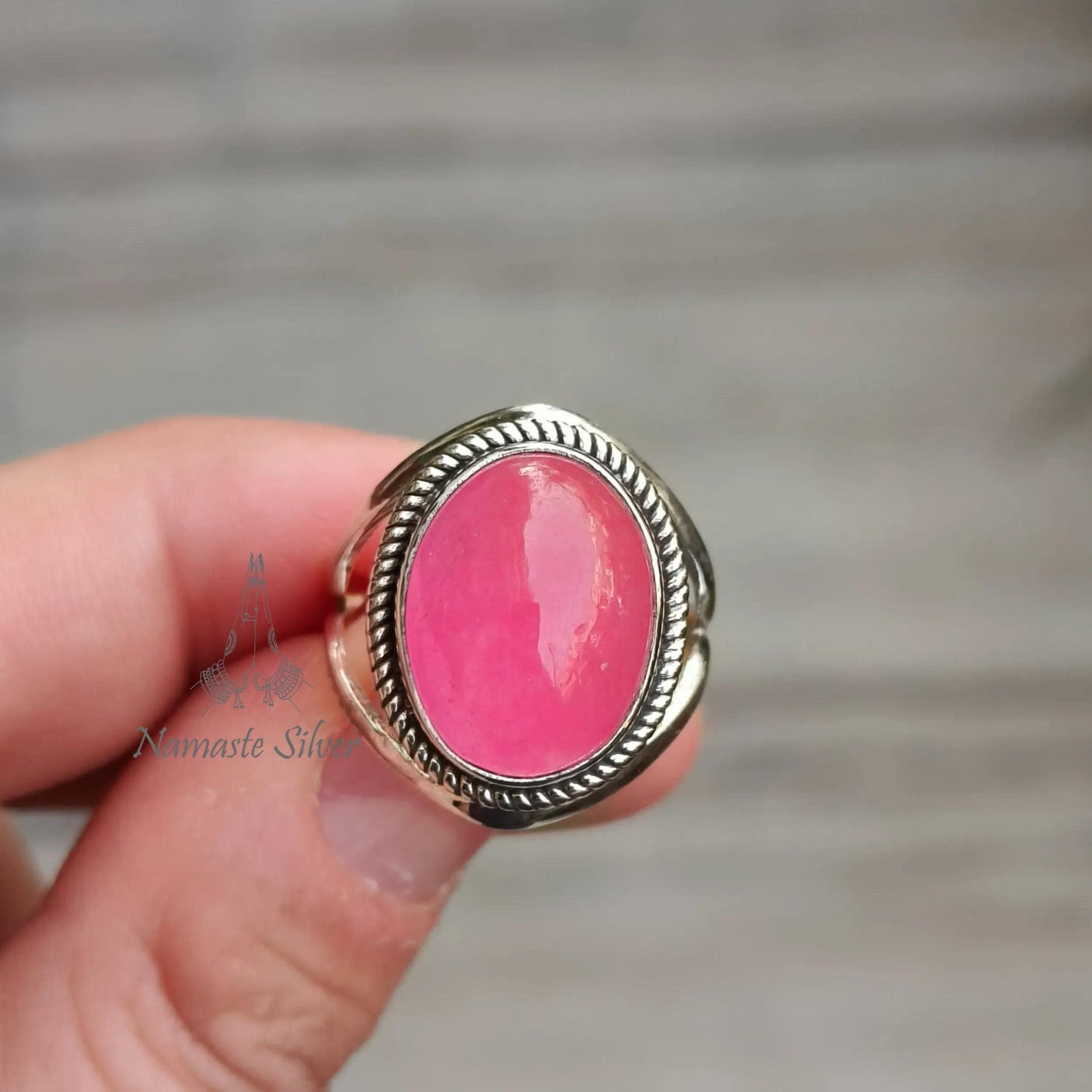 Pink Jade Ring, 925 Sterling Silver Statement Promise Ring, Pink Jade Oval Gemstone Handmade Jewelry, Elegant Proposal Ring, Gift for her
