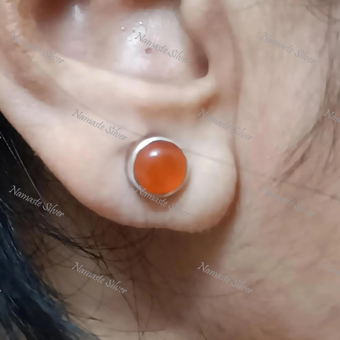Carnelian Earrings, Sterling Silver 2-in-1 Floral Earrings, Natural Carnelian Round Gemstone Handmade Jewelry, Gift For Her, July Birthstone