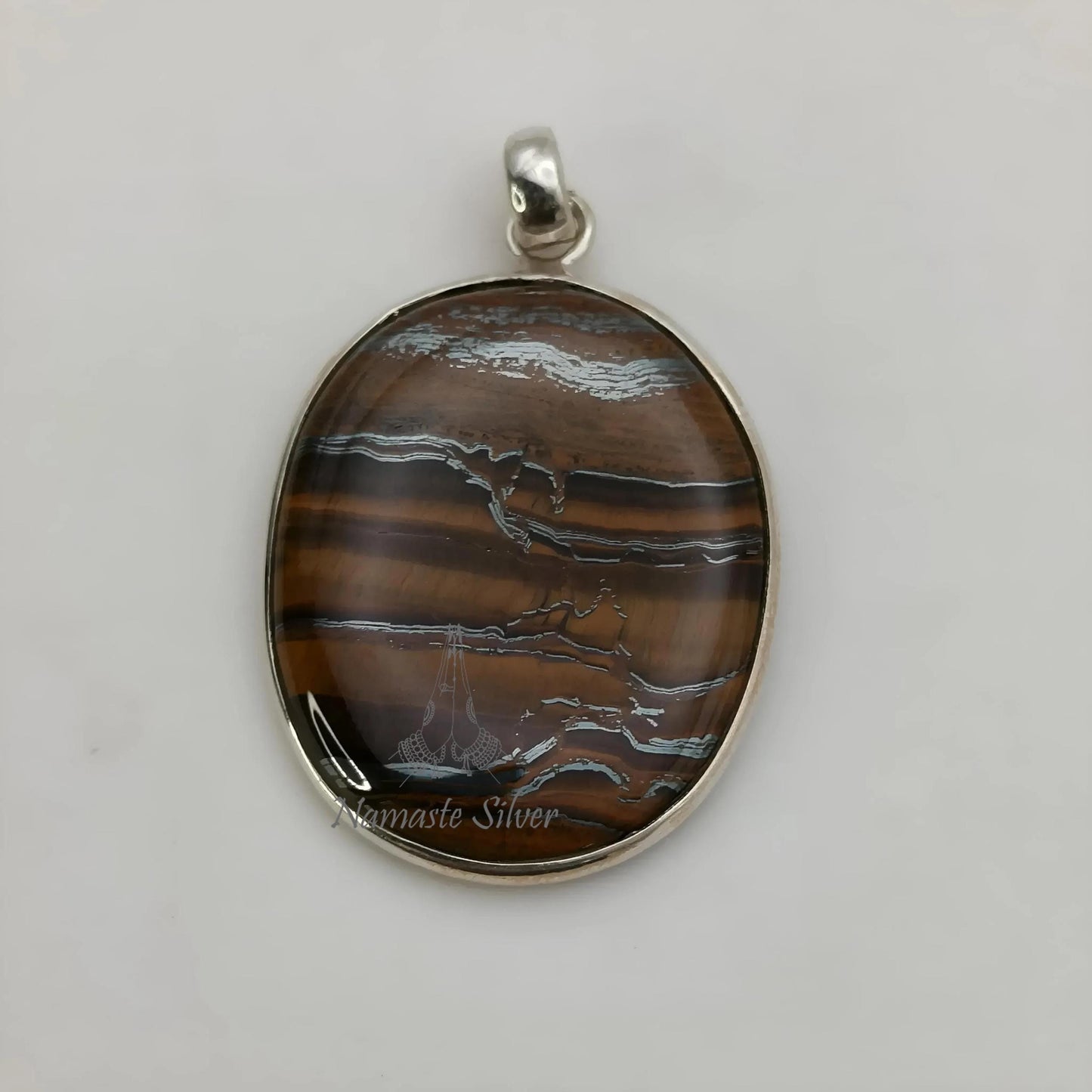 Iron Tiger Eye Pendant, 925 Sterling Silver Handmade Pendant, Natural Tiger's Eye Oval Gemstone Pendant Jewelry, Gift For her, One Of A Kind