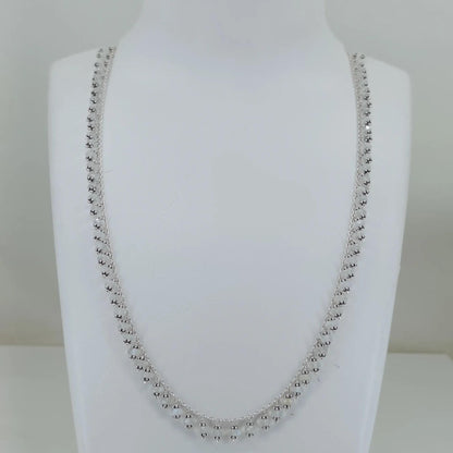 Moonstone Necklace, 925 Sterling Silver Choker Necklace, Natural Rainbow Moonstone Round Beads Handmade String, June Birthstone Gift for her