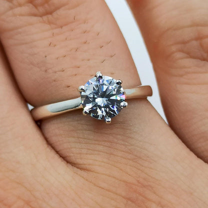 Cubic Zirconia Ring, 925 Sterling Silver Promise Ring for Women, 4 Carat CZ Round Handmade Solitaire Jewelry, Proposal Ring, Gift for Her