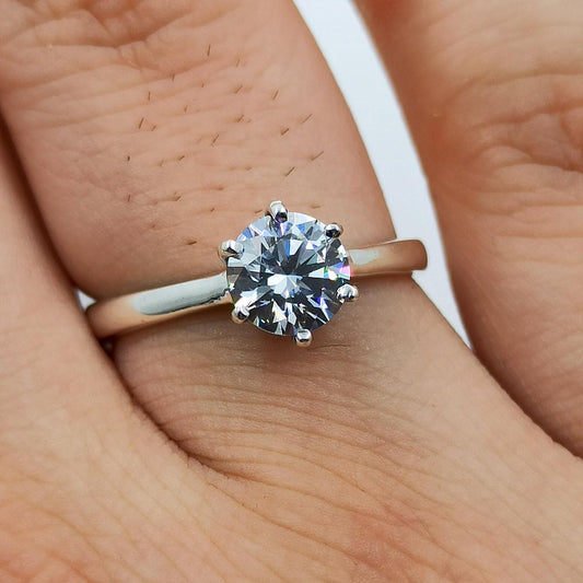 Cubic Zirconia Ring, 925 Sterling Silver Promise Ring for Women, 4 Carat CZ Round Handmade Solitaire Jewelry, Proposal Ring, Gift for Her