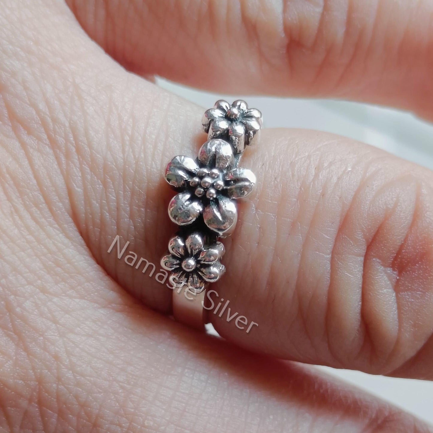 Floral Ring, 925 Sterling Silver Handmade Flower Ring for Women, Delicate Silver Ring, Dainty Nature Ring, Flower Blossom Ring, Gift for her