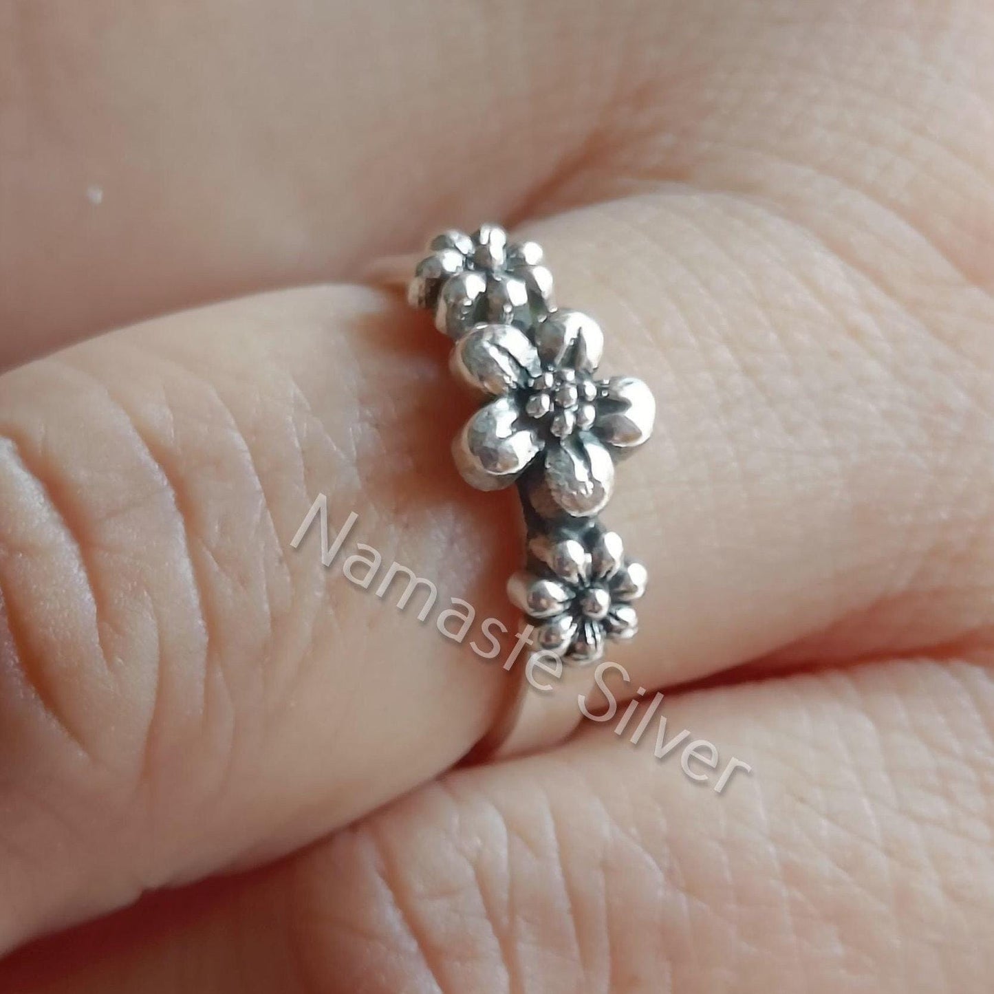 Floral Ring, 925 Sterling Silver Handmade Flower Ring for Women, Delicate Silver Ring, Dainty Nature Ring, Flower Blossom Ring, Gift for her