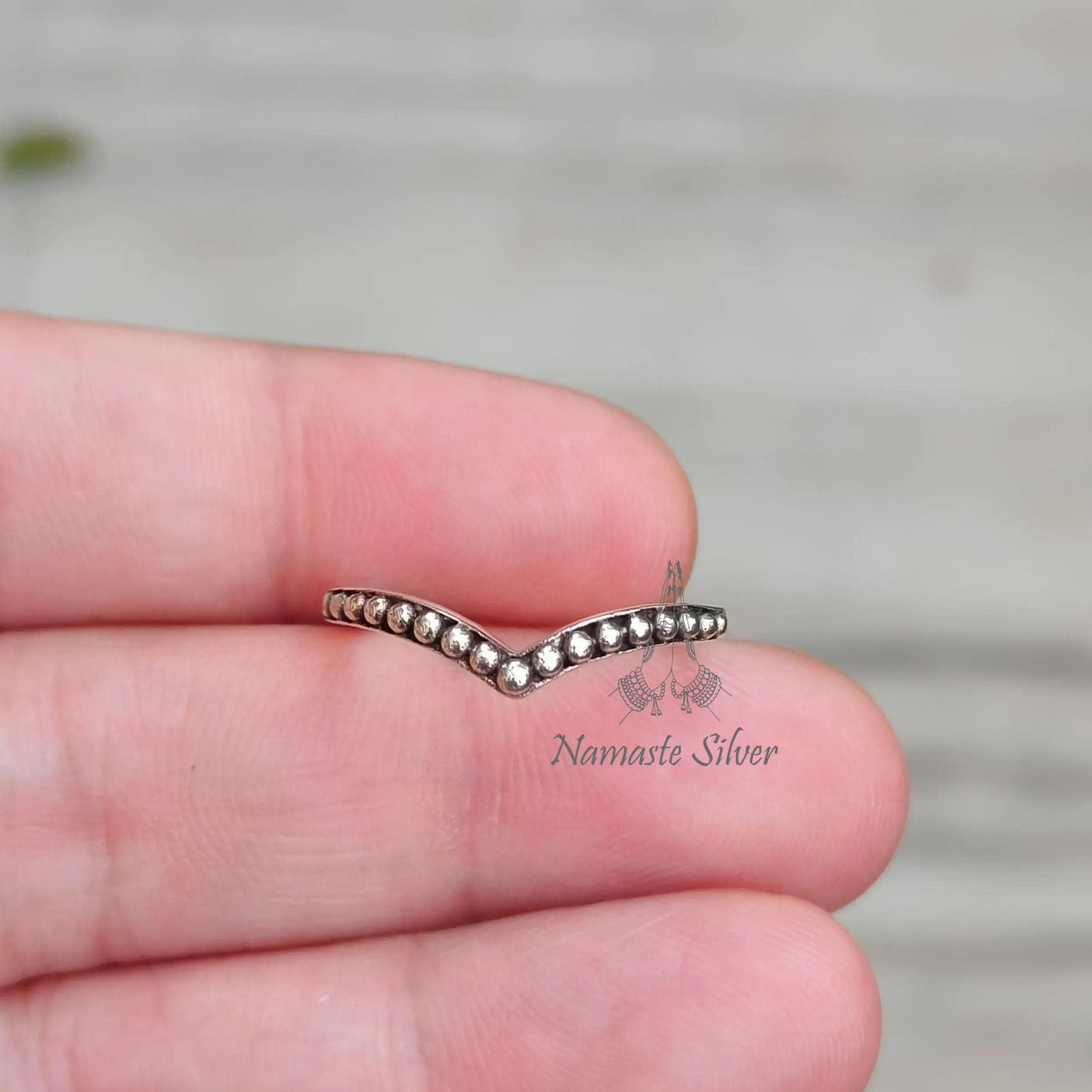 Beaded Ring, 925 Sterling Silver Dainty Ring Band for Women, Cute Minimalist Design Promise Ring, Handmade Boho Jewelry, Unique Gift for Her
