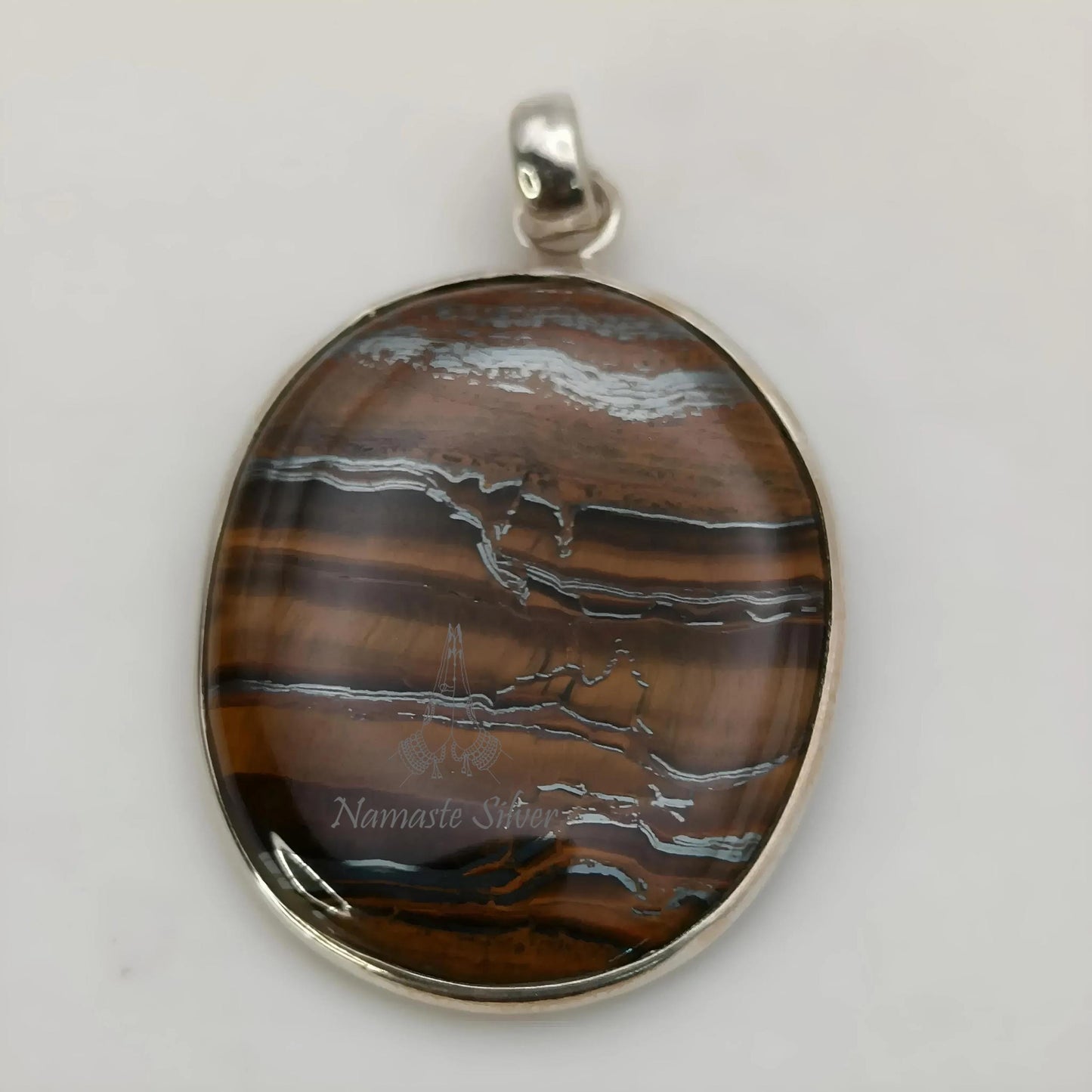 Iron Tiger Eye Pendant, 925 Sterling Silver Handmade Pendant, Natural Tiger's Eye Oval Gemstone Pendant Jewelry, Gift For her, One Of A Kind
