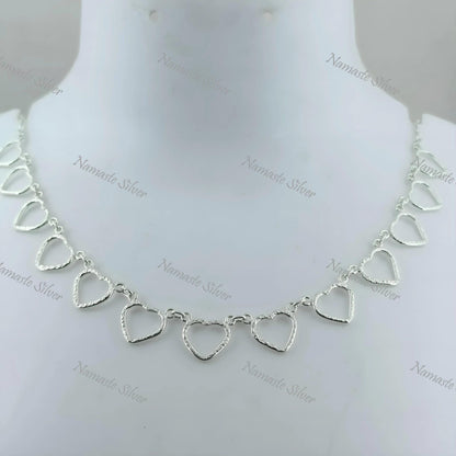Tiny Hearts Necklace, 925 Sterling Silver Dainty Hearts Choker, Handmade Heart Shape Jewelry Necklace, Elegant Gift For Her for Christmas