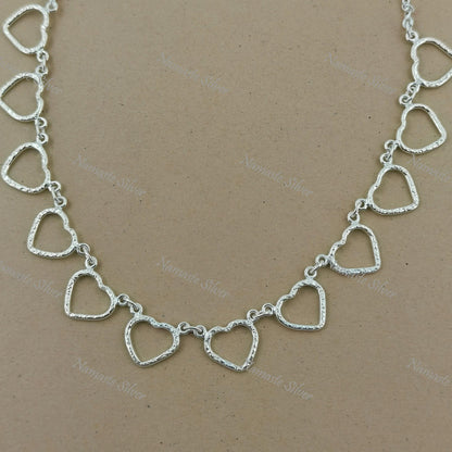 Tiny Hearts Necklace, 925 Sterling Silver Dainty Hearts Choker, Handmade Heart Shape Jewelry Necklace, Elegant Gift For Her for Christmas