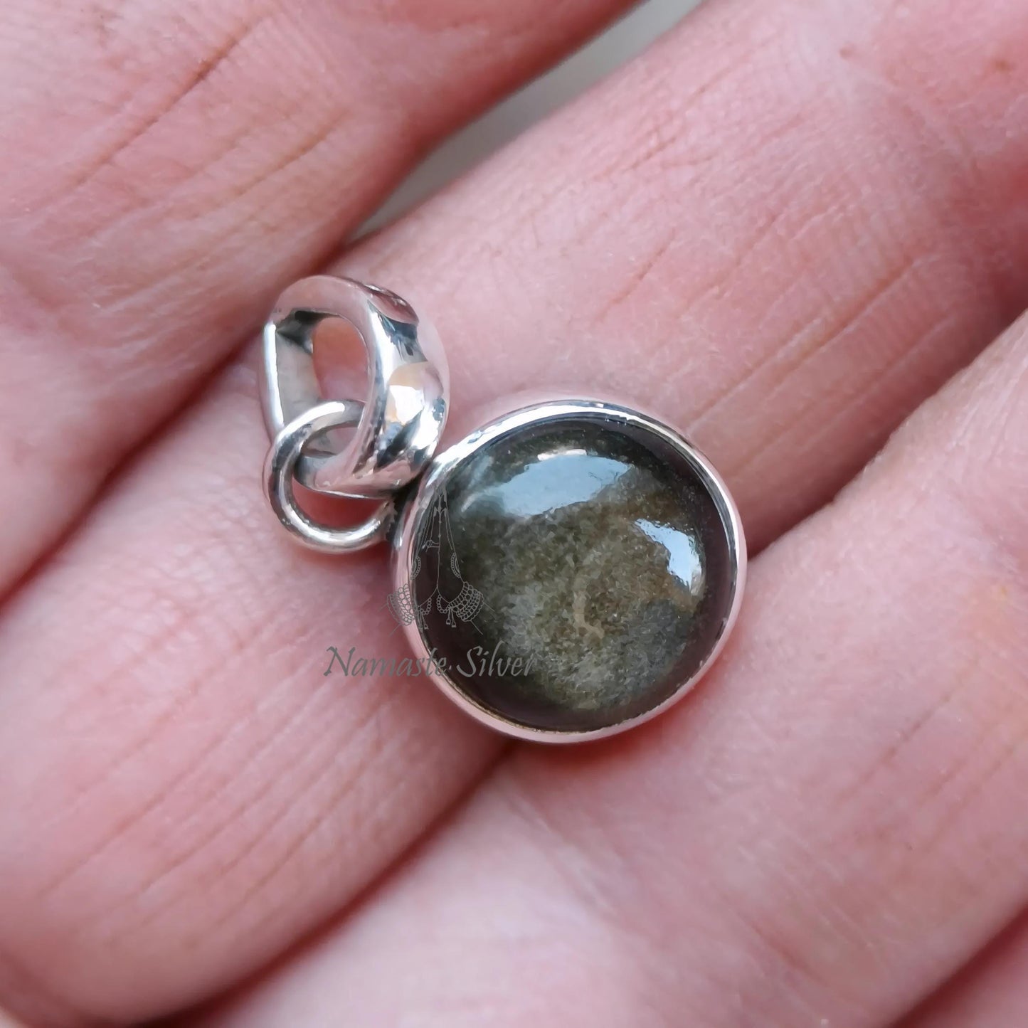 Gold Sheen Obsidian Pendant, 925 Sterling Silver Handmade Pendant, Natural Obsidian Gemstone Jewelry, Gift For Her, November Birthstone