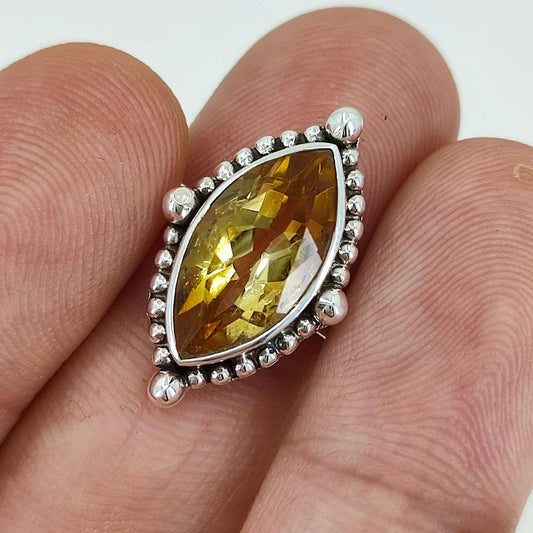 Citrine Ring, 925 Sterling Silver Promise Ring, Natural Yellow Citrine Marquise Gemstone Handmade Jewelry, November Birthstone, Gift for Her