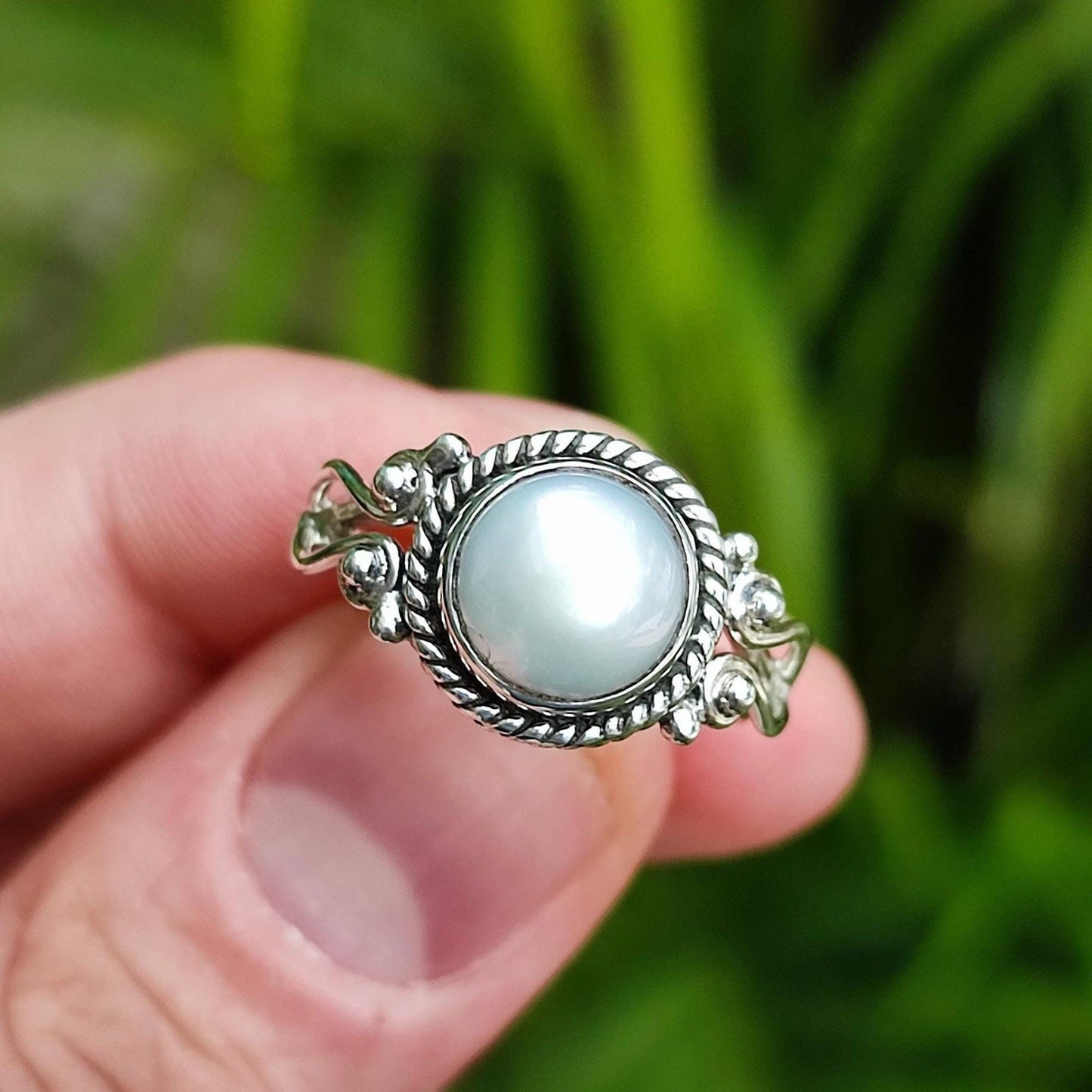 Pearl Ring, 925 Sterling Silver Statement Promise Ring For Women, Freshwater Pearl Handmade Boho Jewelry, June Birthstone, Gift for her