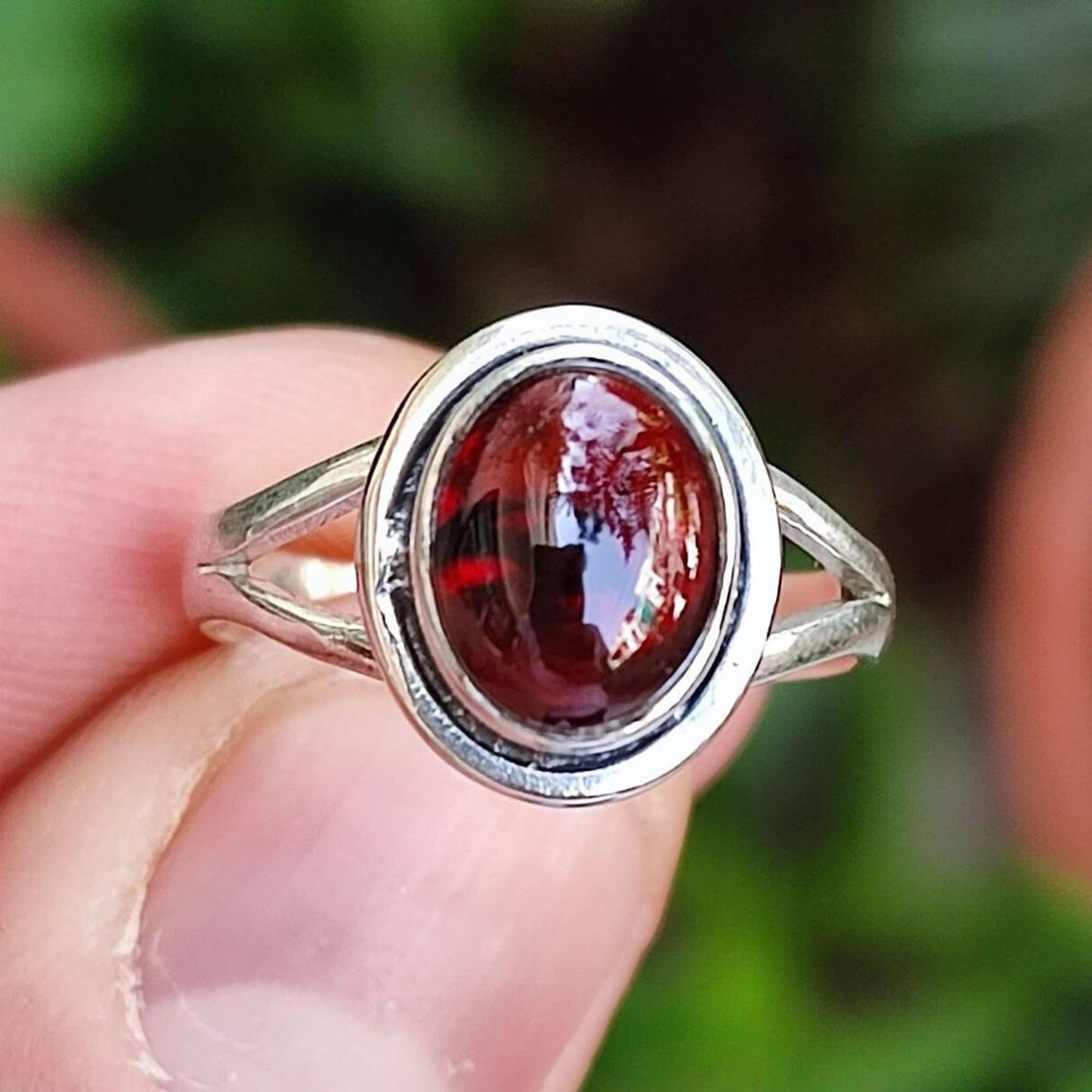 Garnet Ring, 925 Sterling Silver Handmade Statement Promise Ring, Natural Garnet Oval Gemstone Boho Jewelry, January Birthstone Gift for her