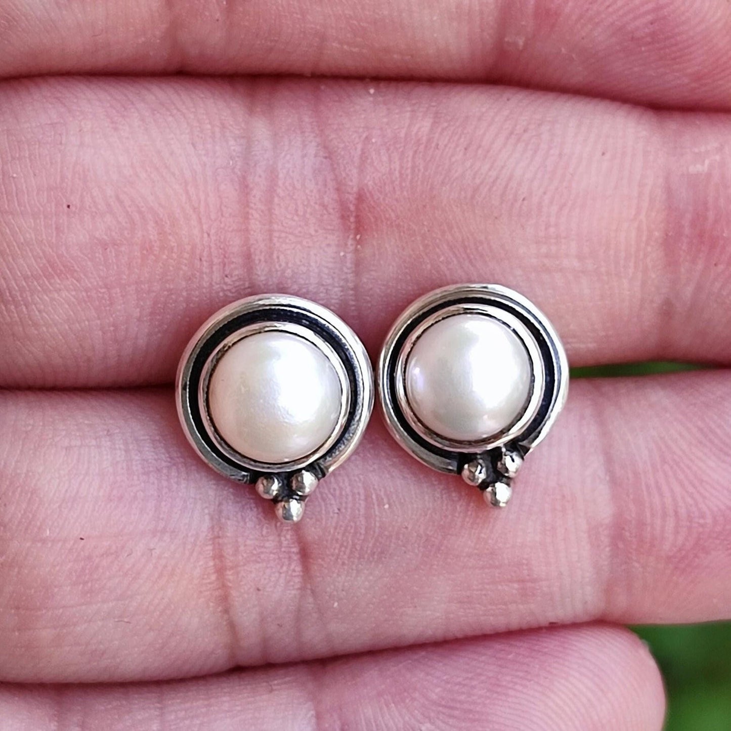 Pearl Earrings, 925 Sterling Silver Stud Posts, Freshwater Pearl Handmade Stud Earrings, June Birthstone, Unique Pearl Jewelry, Gift for her
