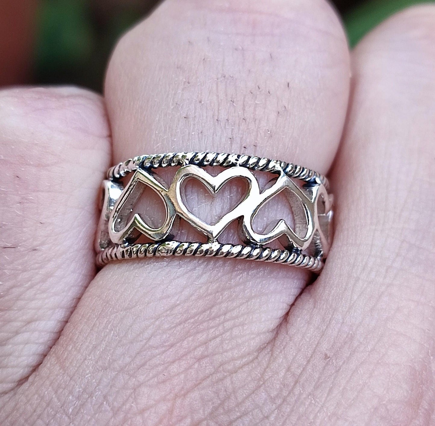 Heart to Heart Ring, 925 Sterling Silver Handmade Promise Ring, Heart shape Minimalist Jewelry, Connected Heart Ring Band, Gift for Her