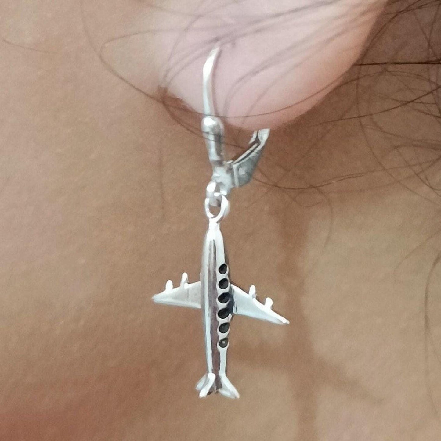 Aeroplane Earrings, 925 Sterling Silver Dangle Earrings, Airplane Earrings, Uniqu Gift For Her, Aviation gift for Pilot Air Crew Staff