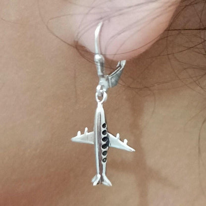 Aeroplane Earrings, 925 Sterling Silver Dangle Earrings, Airplane Earrings, Uniqu Gift For Her, Aviation gift for Pilot Air Crew Staff