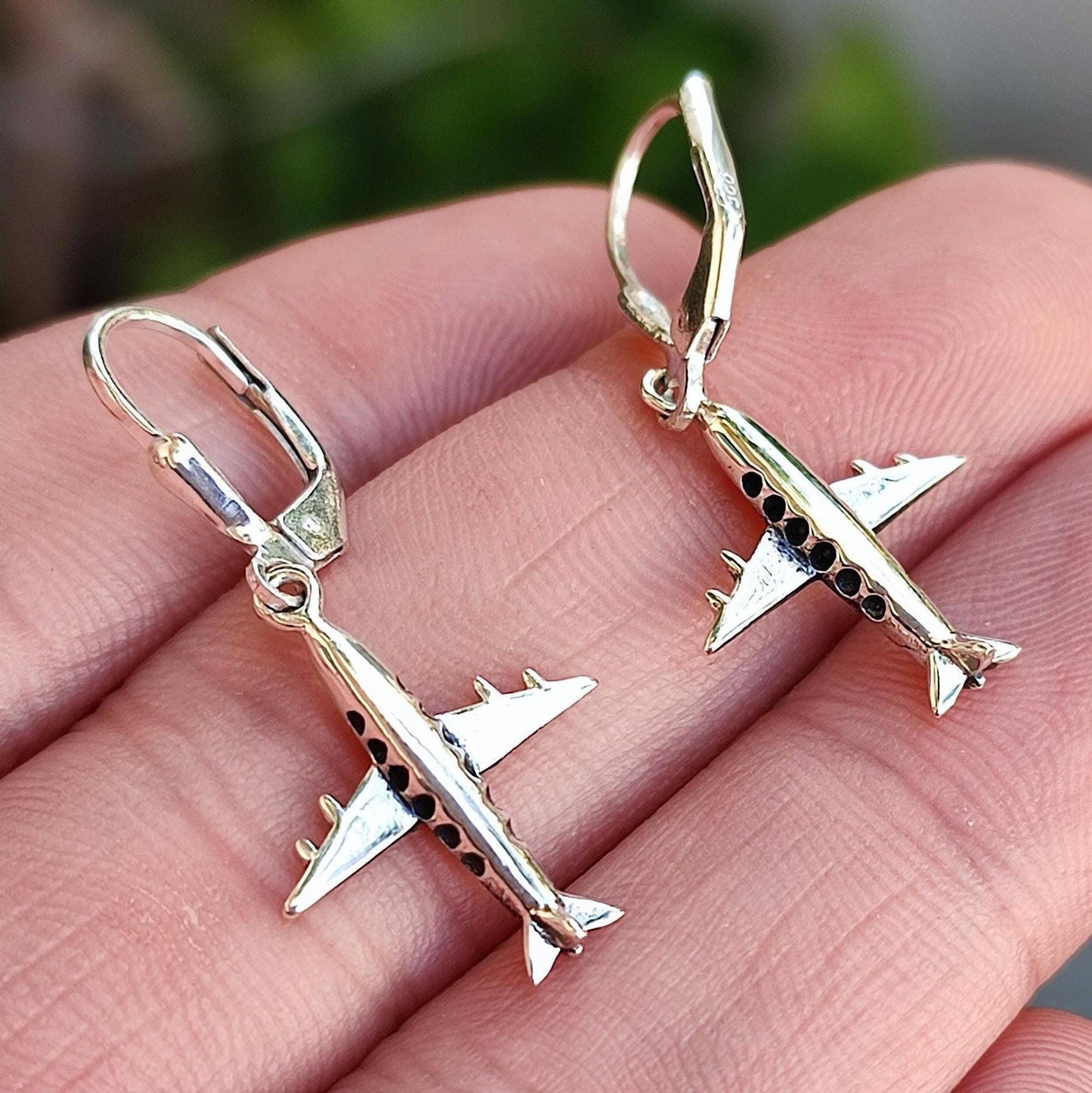 Aeroplane Earrings, 925 Sterling Silver Dangle Earrings, Airplane Earrings, Uniqu Gift For Her, Aviation gift for Pilot Air Crew Staff