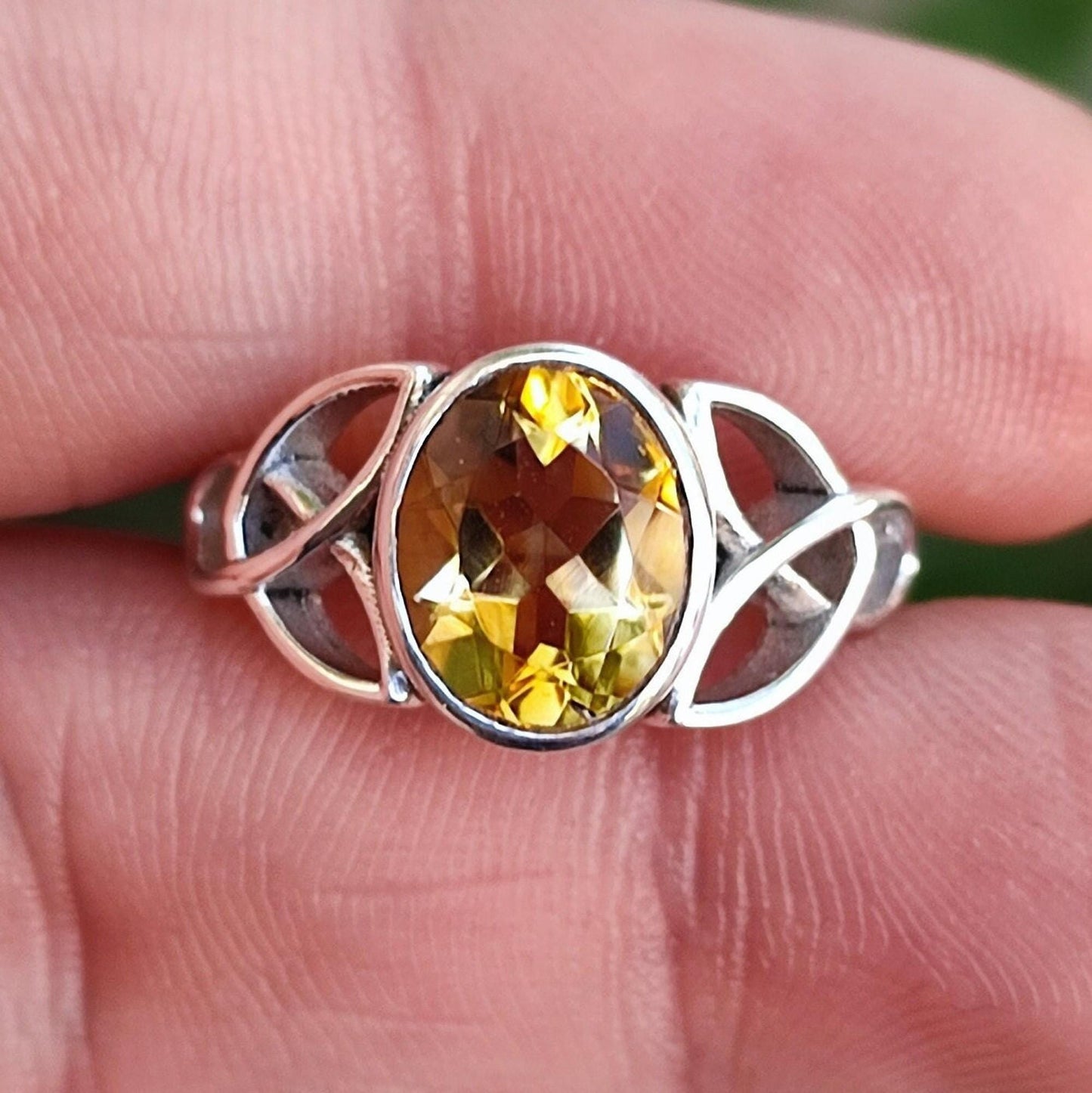 Citrine Celtic Knot Ring, 925 Sterling Silver Promise Ring, Natural Yellow Gemstone Oval Handmade Jewelry, November Birthstone, Gift for Her
