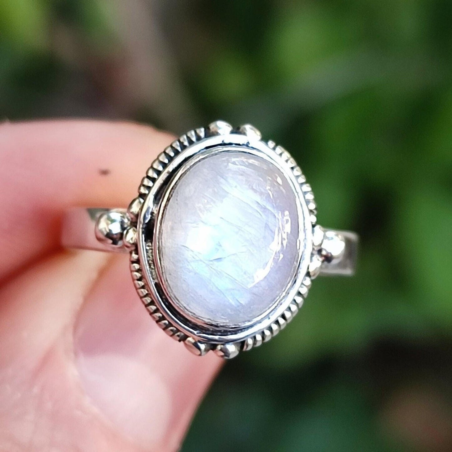 Moonstone Ring, 925 Sterling Silver Handmade Statement Promise Ring,  Natural Rainbow Moonstone Oval Jewelry, June Birthstone, Gift for her