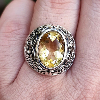 Citrine Ring, 925 Sterling Silver Promise Ring, Natural Yellow Citrine Oval Gemstone Handmade Jewelry, November Birthstone, Gift For Her