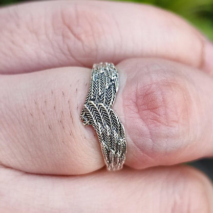 Angel Wing Ring, Sterling Silver Angel Feather Wing Ring, Angel Wing Hug Ring, Feather Ring, Handmade Dainty Minimalist Band, Gift for Her